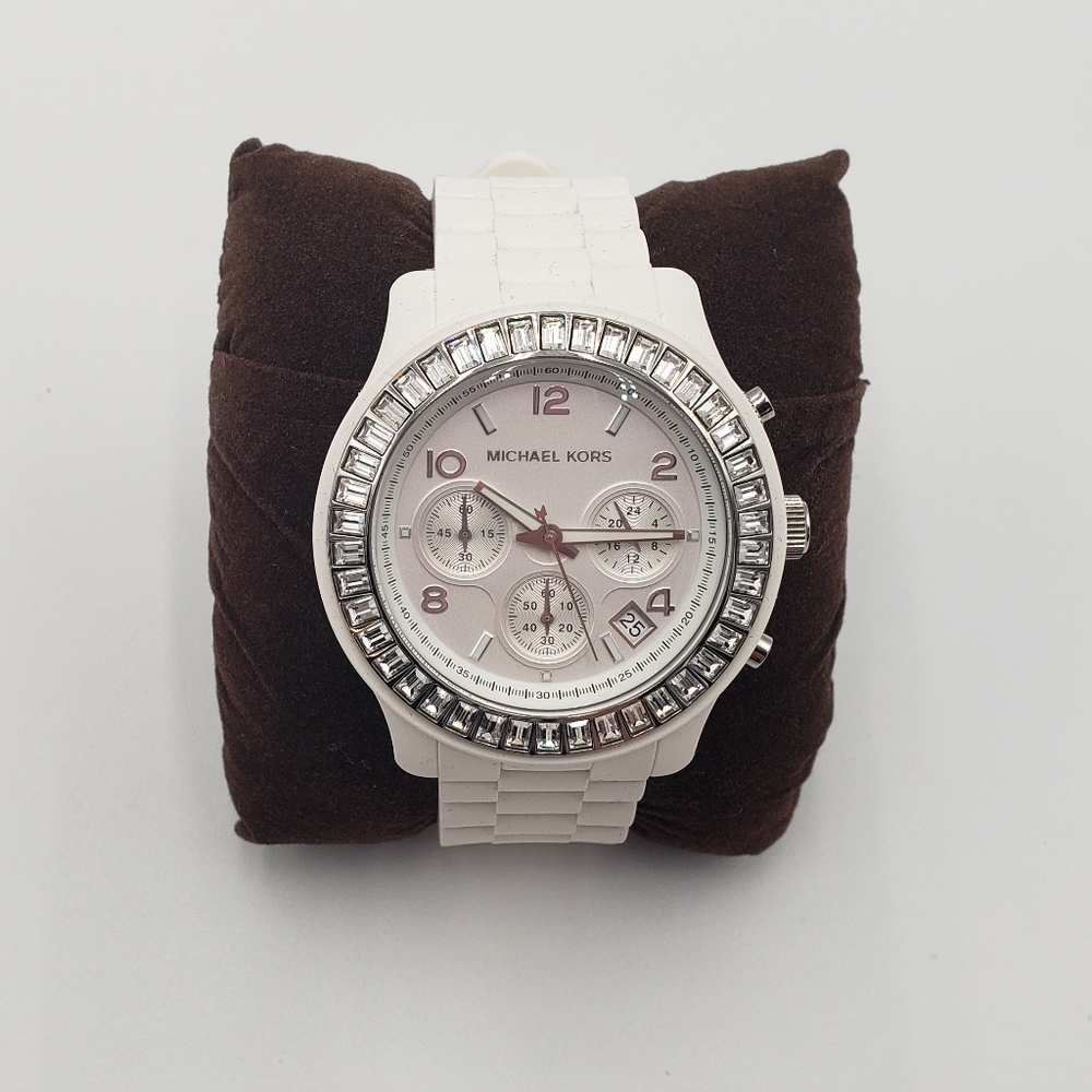 Michael Kors Glitz White Dial Chronograph Ladies Watch MK9356